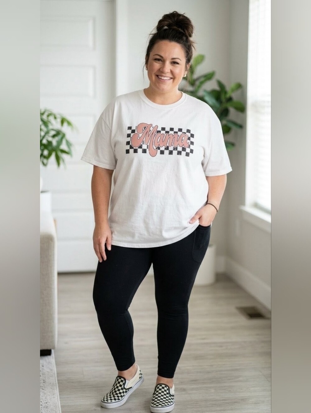 COMFORT COLORS Mama Graphic Tee Checkered Plus Size 2X